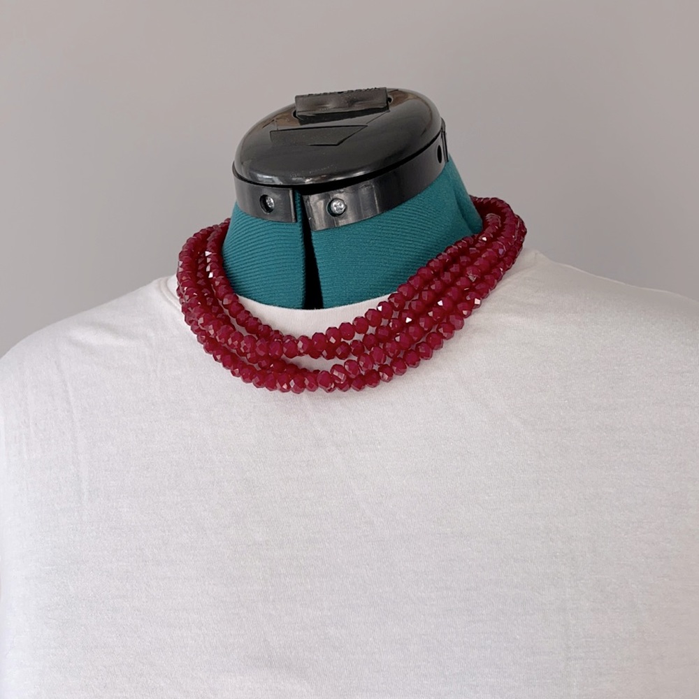 3 for $20 || Red beaded multi strand 16” red costume jewelry